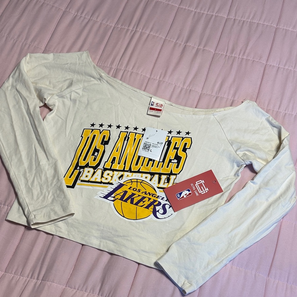 NBA Los Angeles Lakers Cream Long Sleeve Top